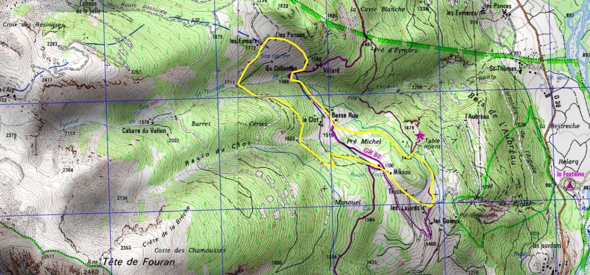 BOUCLE N°4 des Villards (tracé jaune).