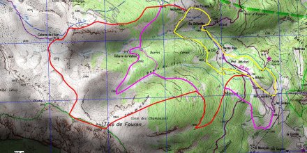 BOUCLE N°6 Vallon Clot Manouel (tracé violet) intermédiaire entre la boucle 4 des Villards (tracé jaune) facile et rapide et la boucle 5 de l’Alp (tracé rouge réservée à des randonneurs avertis et très entraînés.